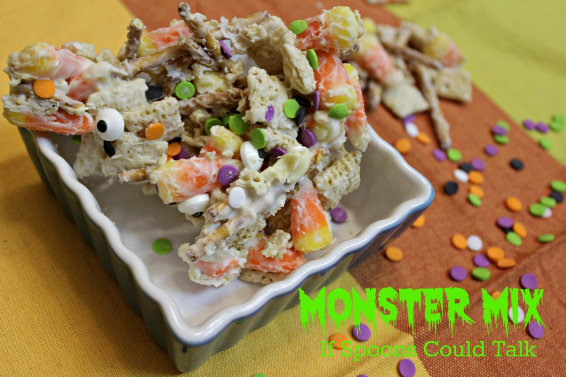 Sweet and salty party mix for Halloween. This monster mix will make everyone happy. It is ready in 30 minutes. Impress everyone at your party with this delicious fun treat.
