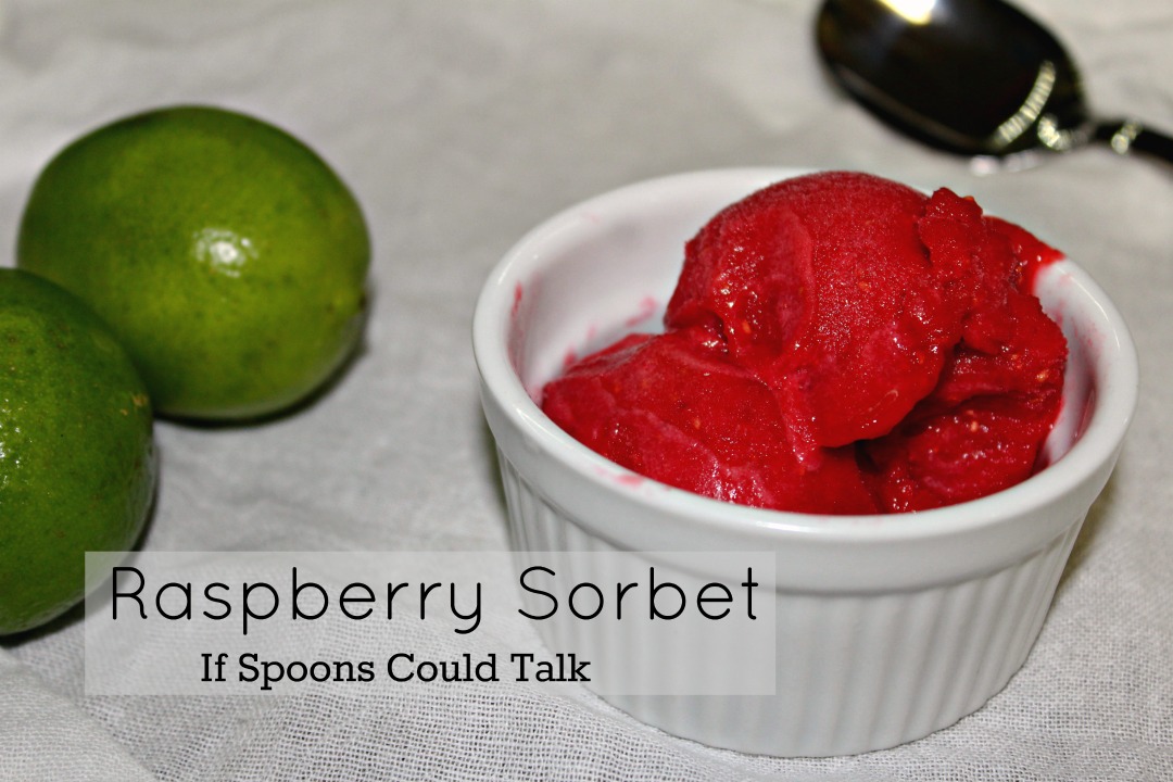 A simple 5 ingredient Raspberry Sorbet that is tart from the fresh raspberries and lime juice, sweet, and the perfect sweetness.